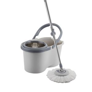 Mop Giratório com Cesto Inox e Refil Extra de Microfibra