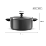 Item inativo - Caçarola 24cm Antiaderente Cinza Escuro-1786472486028