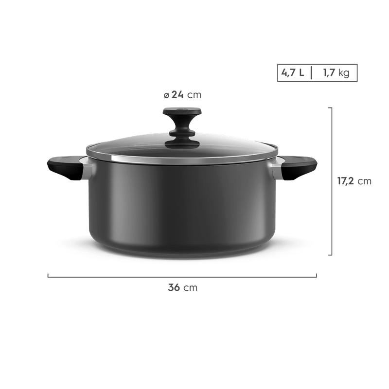 Item inativo - Caçarola 24cm Antiaderente Cinza Escuro-1786472486028